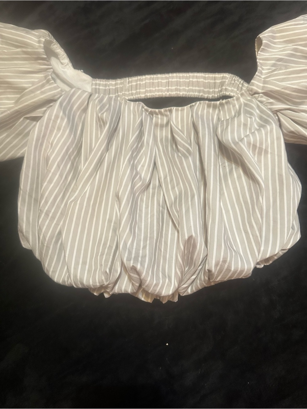 Phillip Lim 37 NEW w/tags Puff Sleeve Off-Shoulder Crop Top Grey White